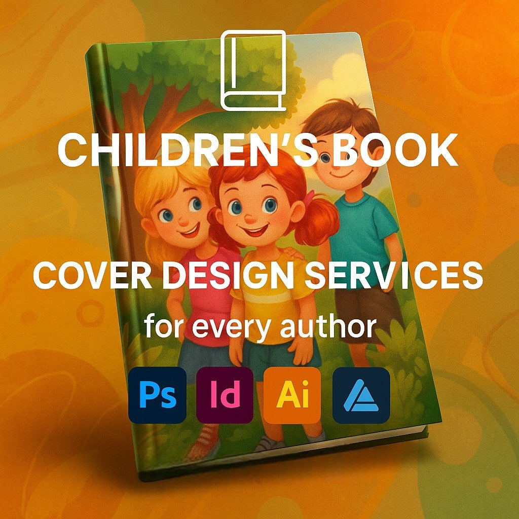 Children’s Book Cover Design Services promotional graphic featuring bold white text, a smiling star book icon, and logos for Adobe Photoshop, InDesign, Illustrator, and Affinity Designer on a colorful gradient background with playful design elements. 📁 SEO-Optimized Image File Name File Name: childrens-book-cover-design-services-adobe-affinity-tools.png 🏷️ SEO-Optimized Meta Title Children’s Book Cover Design Services Custom Covers for Picture Books & Early Readers 📝 SEO-Optimized Meta Description Get professionally designed children’s book covers for picture books, early readers, and illustrated stories. Expert Cover Design offers playful, genre-specific layouts using Photoshop, InDesign, Illustrator, and Affinity tools. Let me know if you'd like alternate versions for age-specific categories like toddler books, middle grade, or educational series.